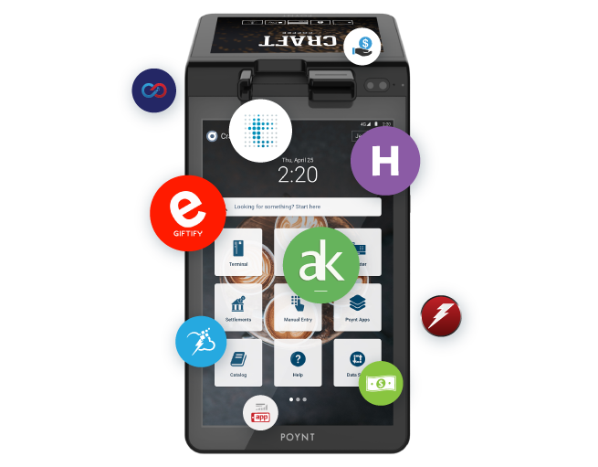 Poynt terminal and various App Center apps