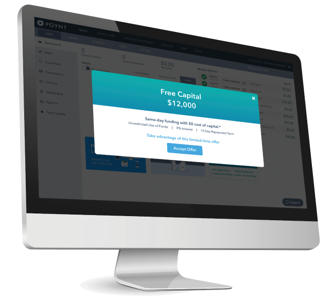 Screenshot of Poynt Capital popup on a computer